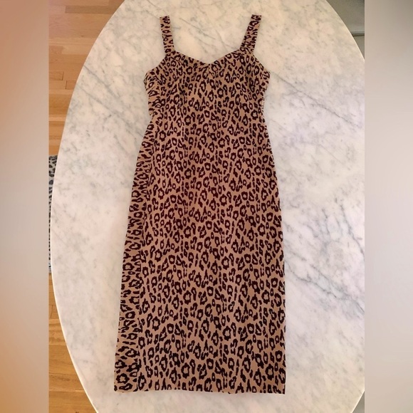 NWOT Banana Republic leopard cotton stretch midi sexy Dolce vibes dress size 2 - Picture 6 of 12